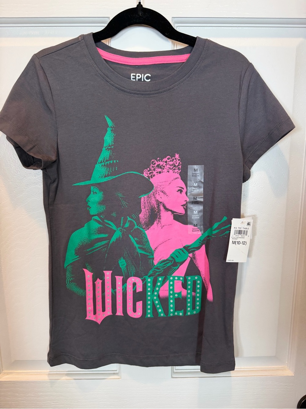 Epic Threads Gray Tee with Neon Pink & Green Wicked Graphic